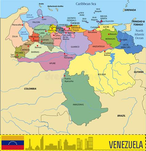 Carte Politique Vectorielle Du Venezuela Illustration De Vecteur