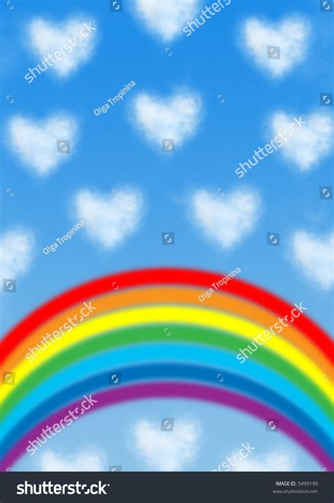 Heart Shaped Cloud Card Rainbow Stock Photo 5499199