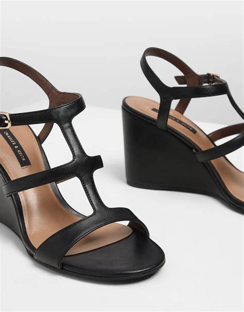 Black Strappy Wedges Charles And Keith Us Black Strappy Wedges