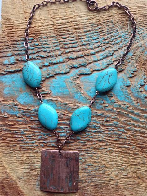 Antiqued Copper And Turquoise Necklace By Lace Silver On Etsy