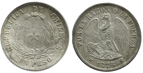Santiago Chile 1 Peso 1875
