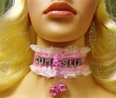 any size personalized pink choker bdsm ddlg cum slut lock collar sissy lace bell ebay