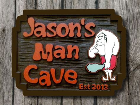 Thecarvingcompany Personalized Man Cave Sign With Cave Man Carved