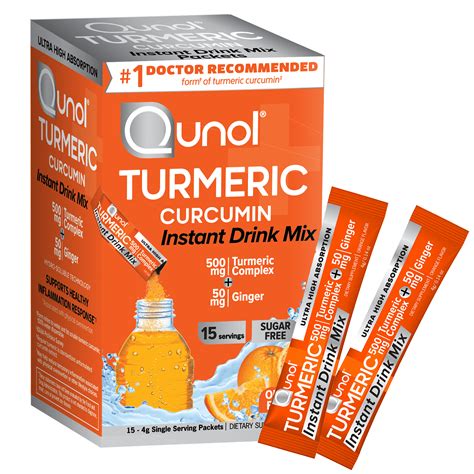 Qunol Turmeric Curcumin Instant Drink Mix On The Go Packets Ultra