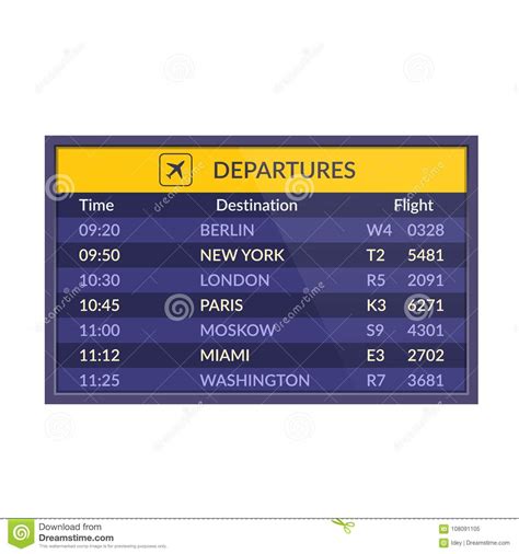 Board Of Departures In Airport Realistic Flip Airport Scoreboard