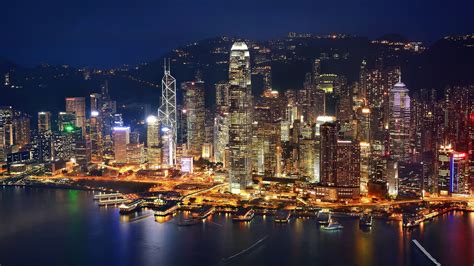 壁紙 香港、夜、夜、都市、湾、超高層ビル、ライト 1920x1200 Hd 無料のデスクトップの背景 画像