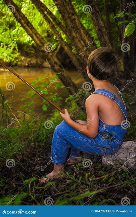 A Boy Fishing Stock Photo Image Of Holding Nature 104737118