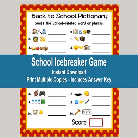 School Emoji Game Back To School Pictionary Icebreaker Game Etsy Canada