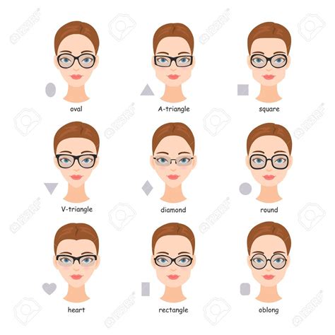 set of various types of spectacle eyeglasses faces shapes to royalty free cliparts ve