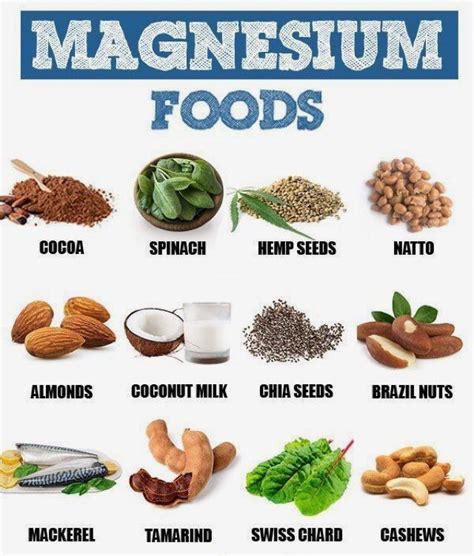 magnesium rich foods chart printable