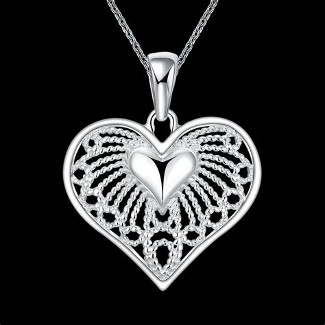 original top quality solid 925 sterling silver lovely romantic heart shape design pendant