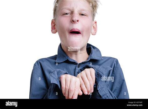 10 Years Old Boy Making A Face Stock Photo Alamy