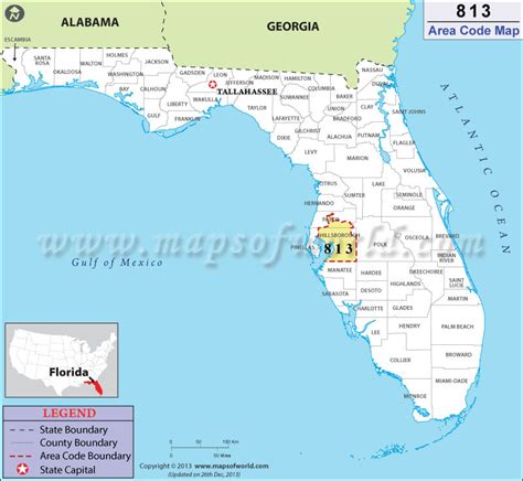 813 Area Code Map, Where is 813 Area Code in Florida