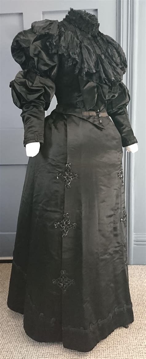 Almost Pristine 1890s 1900s Gothic Satin Mourning Dress Victorian