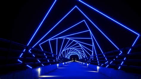 Download Wallpaper 1920x1080 Tunnel Neon Squares Glow