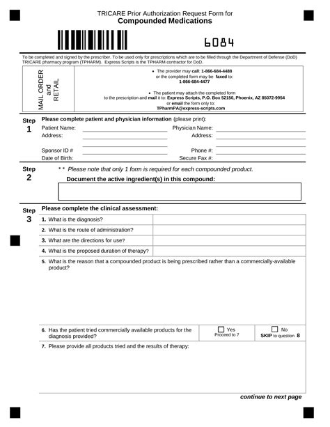 Free Tricare Prior Rx Authorization Form Pdf Eforms