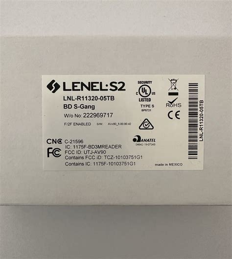 Lenel S2 Lnl R11320 05tb Bd S Gang Multi Tech Mobile Enabled Card