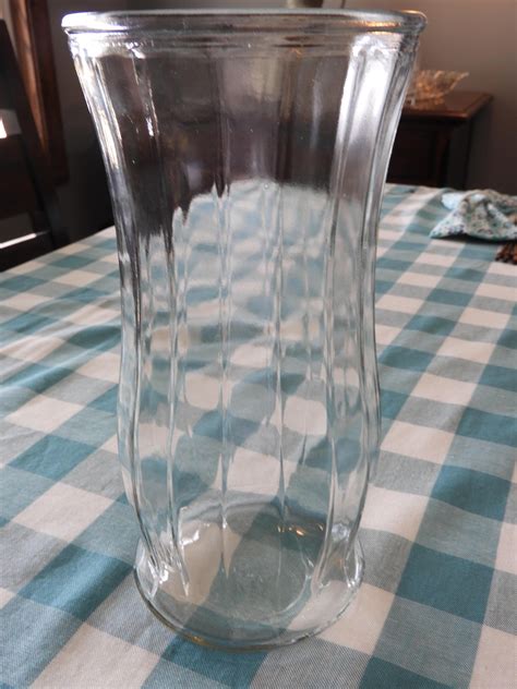 Vintage Glass Vase Garcia Group Clear Planter Ggg Bottom Ribbed Design 9 75 Tall 4 75 Wide