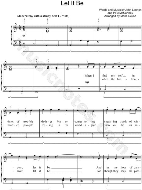 Let It Be Chords Piano Easy Sheet And Chords Collection