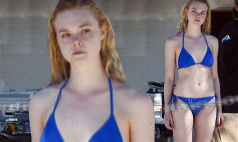 elle fanning shows toned torso in blue bikini while filming galveston elle fanning bikini