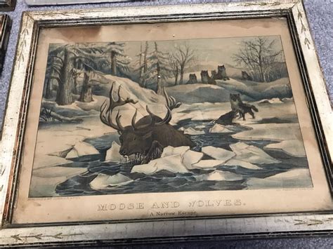 Collection Of 6 Antique Currier And Ives Prints In Antique Frames