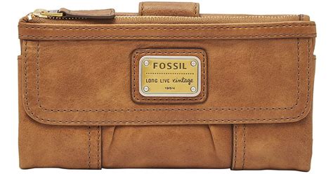 Fossil S Emory Leather Clutch Wallet In Brown Lyst