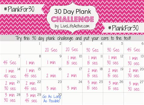 30 Day Plank Challenge Live Life Active Fitness Blog