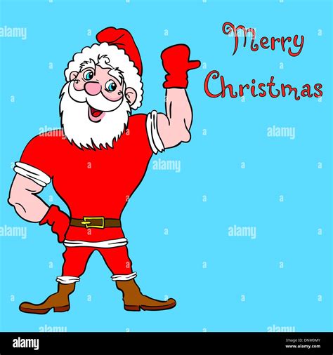 Muscular Santa Claus With A Raised Hand Gesture Stock Vector Image