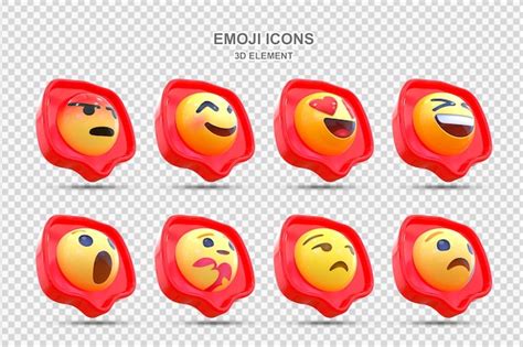 Premium Psd Set Of Social Media Reaction 3d Emoticon