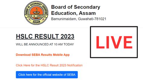 Resultsassam Nic In Assam Board SEBA HSLC 10th Result 2023 Declared At
