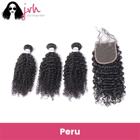 Peruvian Curly Virgin Hair Bundles With Lace Closure Wholesale Just Virgin Hair Vendor