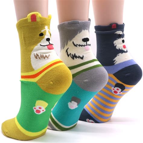 Buy 3pair Woman Cotton Blend Socks Cute Cartoon Socks