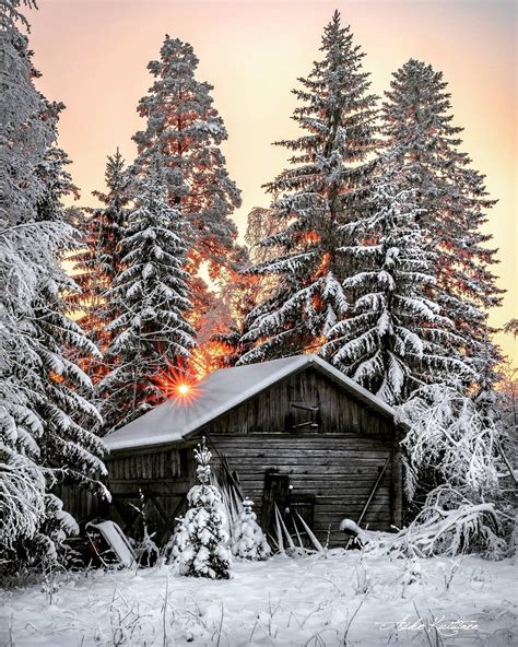 Asko Kuittinen On Instagram Riihi Snow Cabin Landscape Instagram