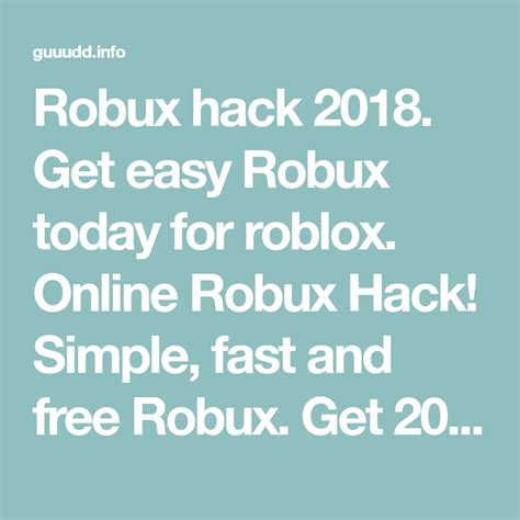 Robux Hack 2018 Get Easy Robux Today For Roblox Online Robux Hack