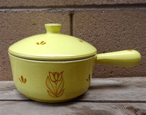 Vintage Dru Holland Yellow Tulip Saucepan And Lid 16 Cast Etsy
