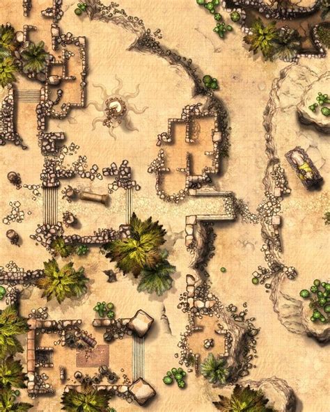 Desert Ruins Battlemap X K Battlemaps In Desert Map Fantasy Map Dungeon Maps
