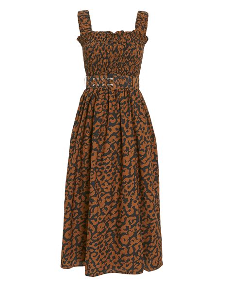 Smocked Leopard Sleeveless Dress Intermix®
