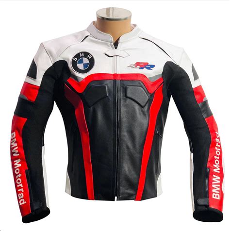 Bmw motorad heavy leather motorcycle jacket size 44 uk m, with armour. Bmw rr Black Red and White motorcycle jacket - Jackets Maker