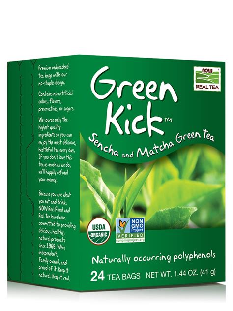 Green Kick™ Tea Organic Now® Foods Greece Jmn Pharmaceutical