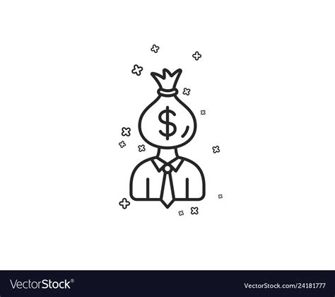 Businessman Earnings Line Icon Dollar Money Bag Vector Image