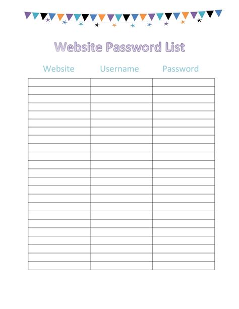 39 Best Password List Templates Word Excel And Pdf Templatelab
