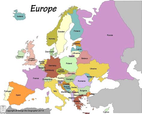 Map Of The European Countries Europe Map With Colors Map Of Europe