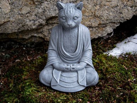 Buddha Cat Statue Concrete Cats Buddha Figure Cement Garden Etsy