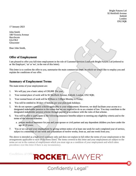 free job offer letter template and faqs rocket lawyer uk
