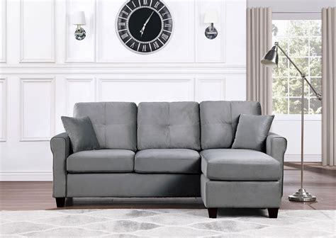 Monty Reversible Sofa Chaise Gray Homelegance Furniture Cart