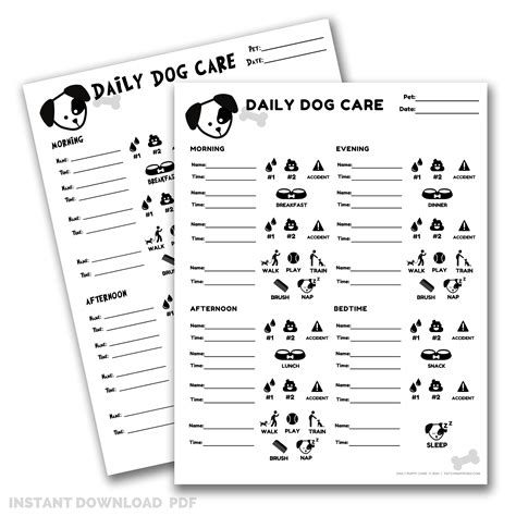 Daily Puppy Care Chart Printable Dog Chore Chart For Kids Etsy España