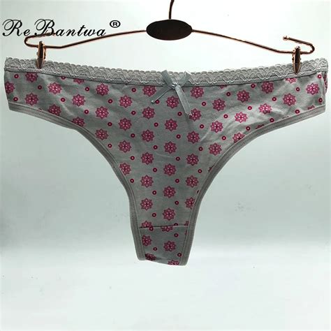 Rebantwa New Style Women Sexy G Strings Lot 5pcs Girl Thongs Women Underwear Cotton Panties Cute