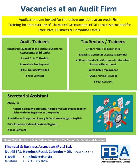 Clients hire auditing firms for an array of reasons. Audit Trainees / Tax Seniors / Trainees