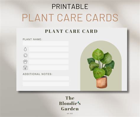 Printable Plant Care Card Template Canva Editable Digital Download