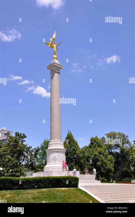 Gold Winged Victory Statue At First Division Monument Near White House